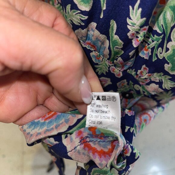 Banjanan Womens Dress Size Medium Multicolor Pintuck Ruffle Trim Mini Pure Silk - Picture 16 of 16